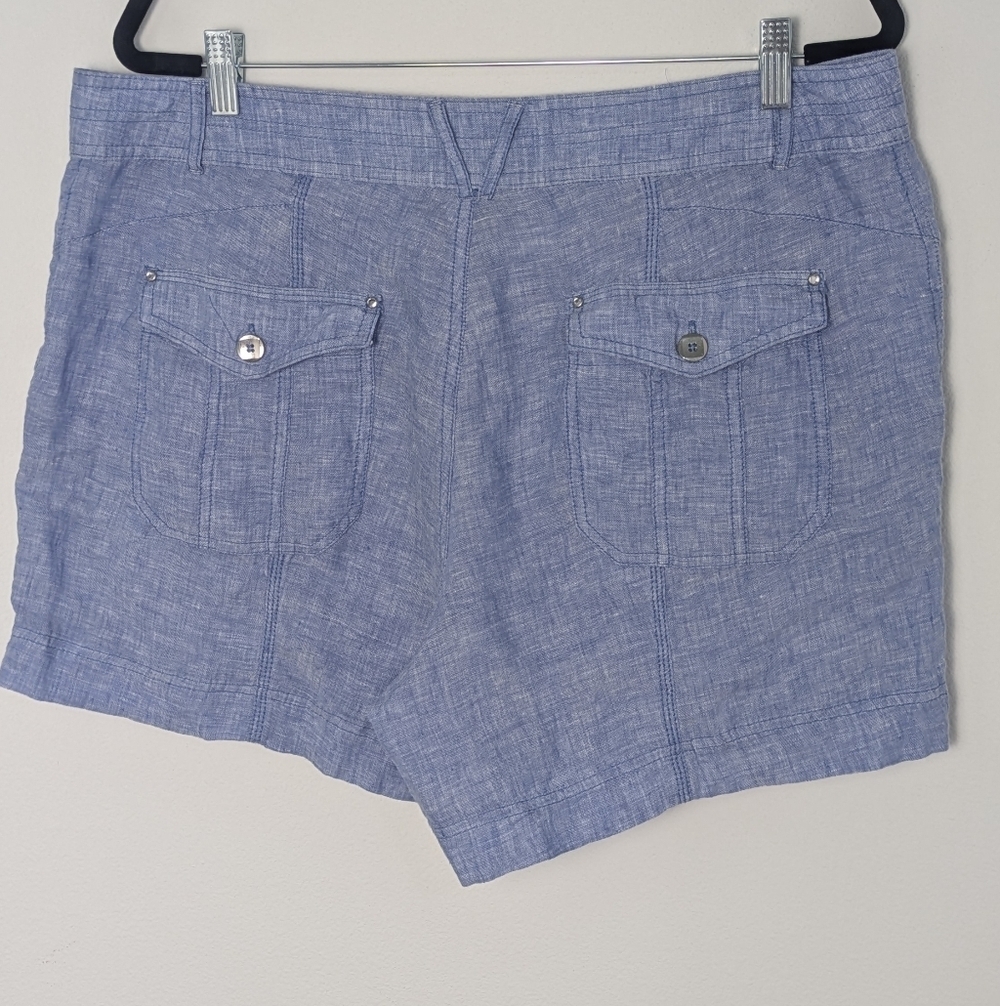I.N.C. Women's Linen Curvy-Fit Shorts Light Blue Inseam 5" Size 16 Lightweight